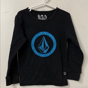 Volcom Kids Black Long Sleeve Tee with Blue Emblem
